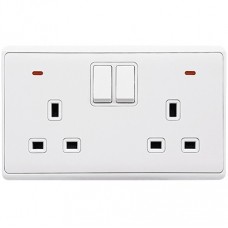 Πρίζα Αγγλίας 2 Θέσεων και 2 Διακόπτες Double Pole 13A Λευκό London 190888/WH